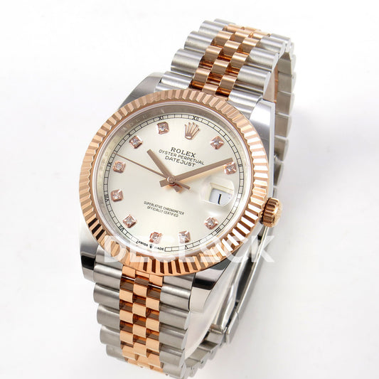 Rolex Datejust 41 126331 Silver Diamond Jubilee QF JH3235 Free Sprung replica - three quarter