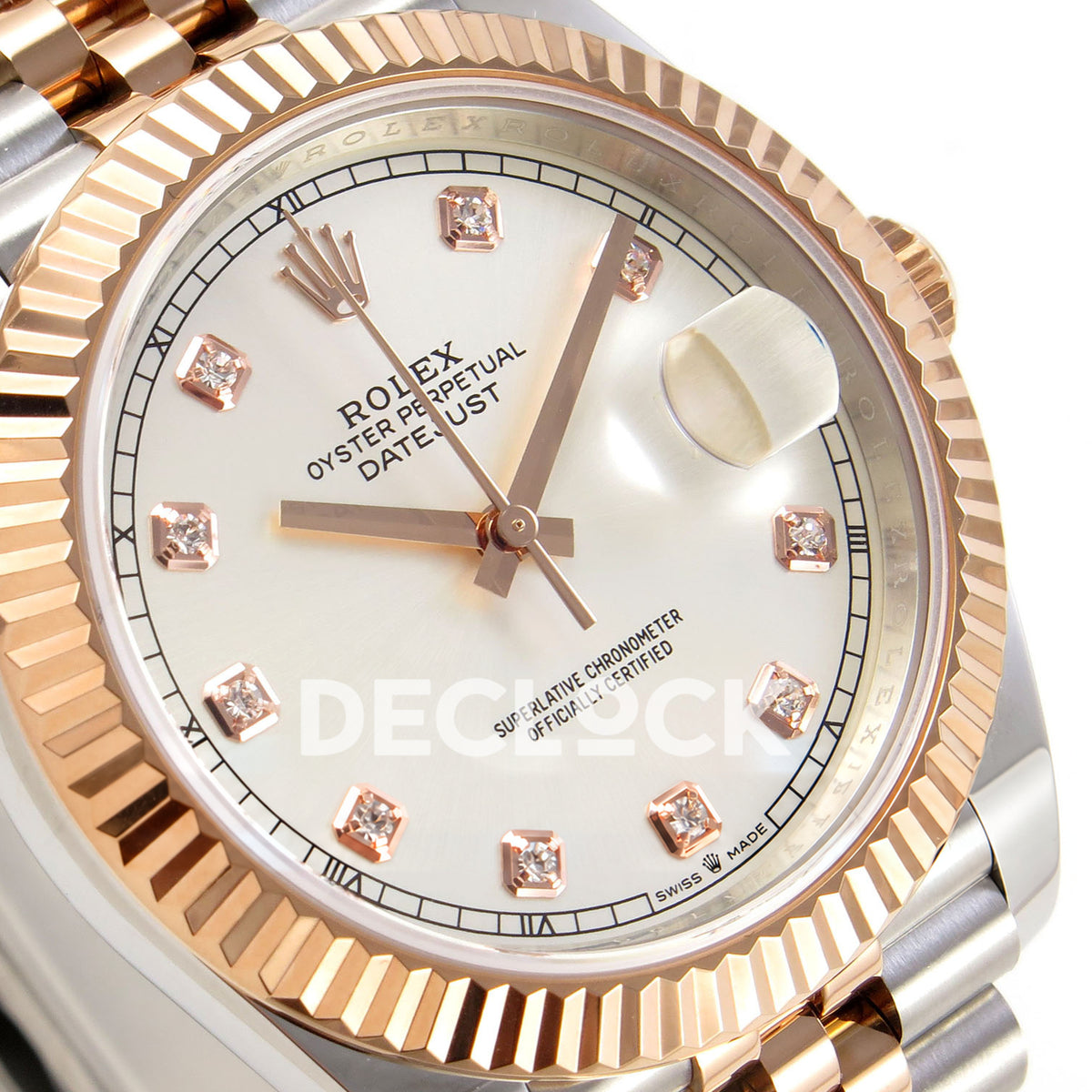 Rolex Datejust 41 126331 Silver Diamond Jubilee QF JH3235 Free Sprung replica - dial angle left