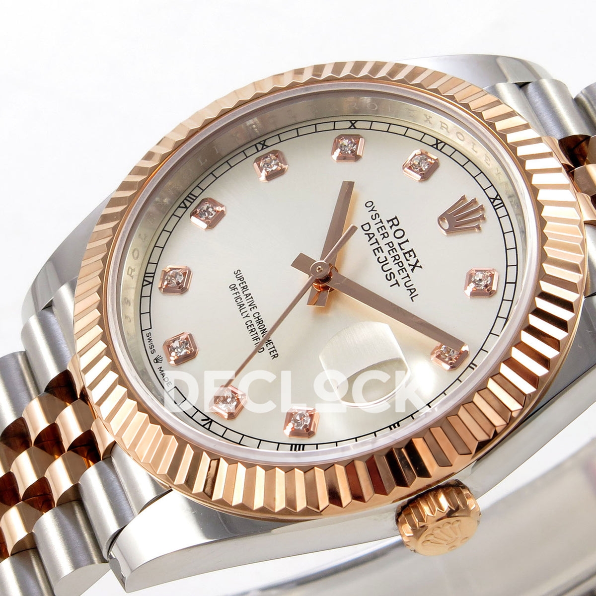 Rolex Datejust 41 126331 Silver Diamond Jubilee QF JH3235 Free Sprung replica - dial angle right