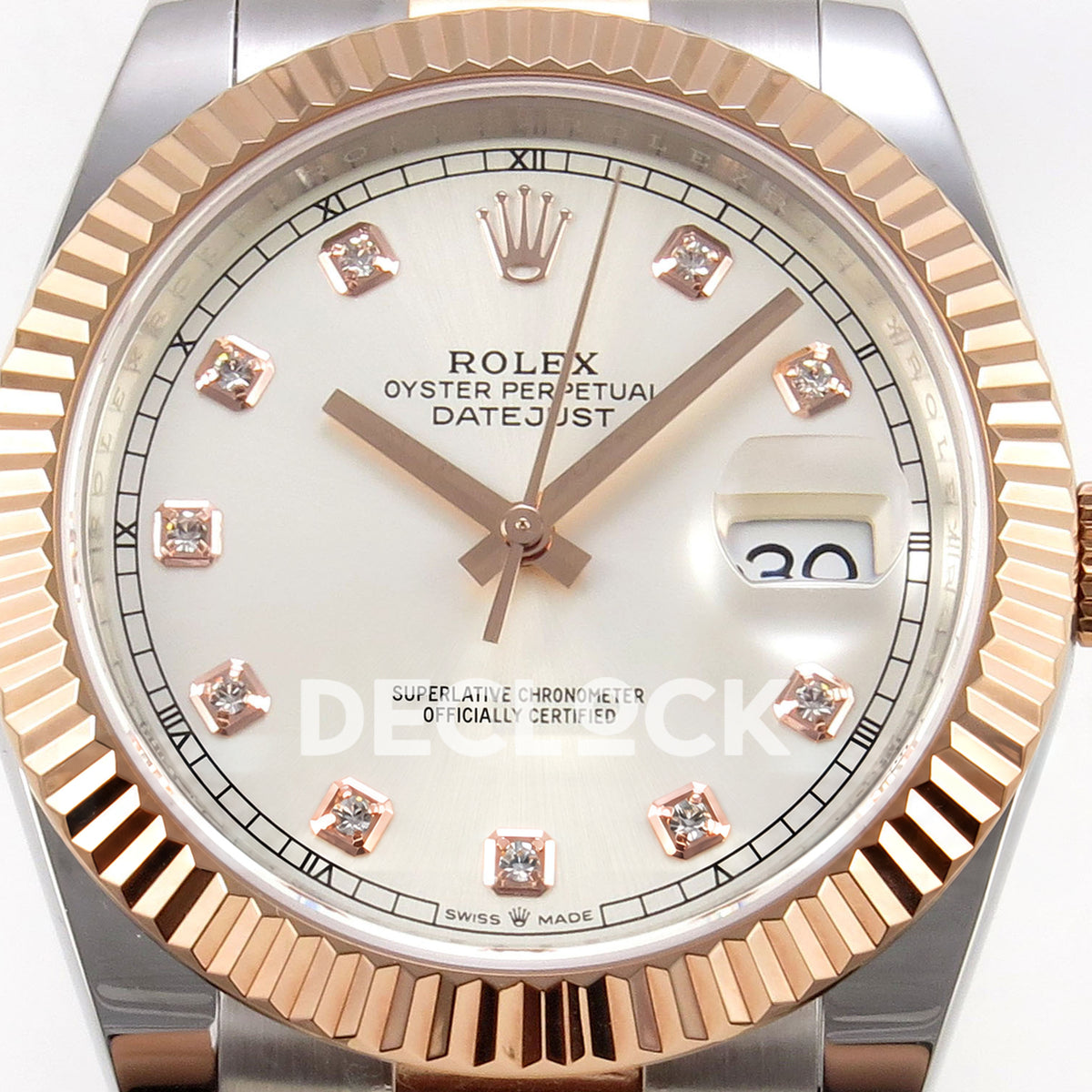 Rolex Datejust 41 126331 Silver Diamond Oyster QF JH3235 Free Sprung replica - dial closeup