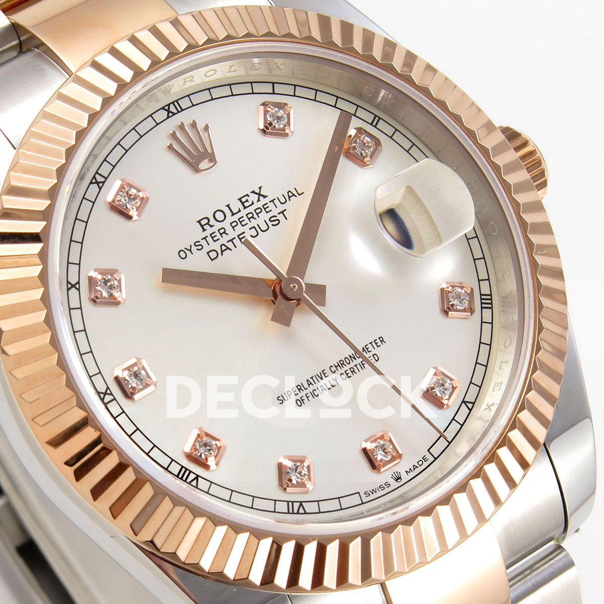 Rolex Datejust 41 126331 Silver Diamond Oyster QF JH3235 Free Sprung replica - dial angle left
