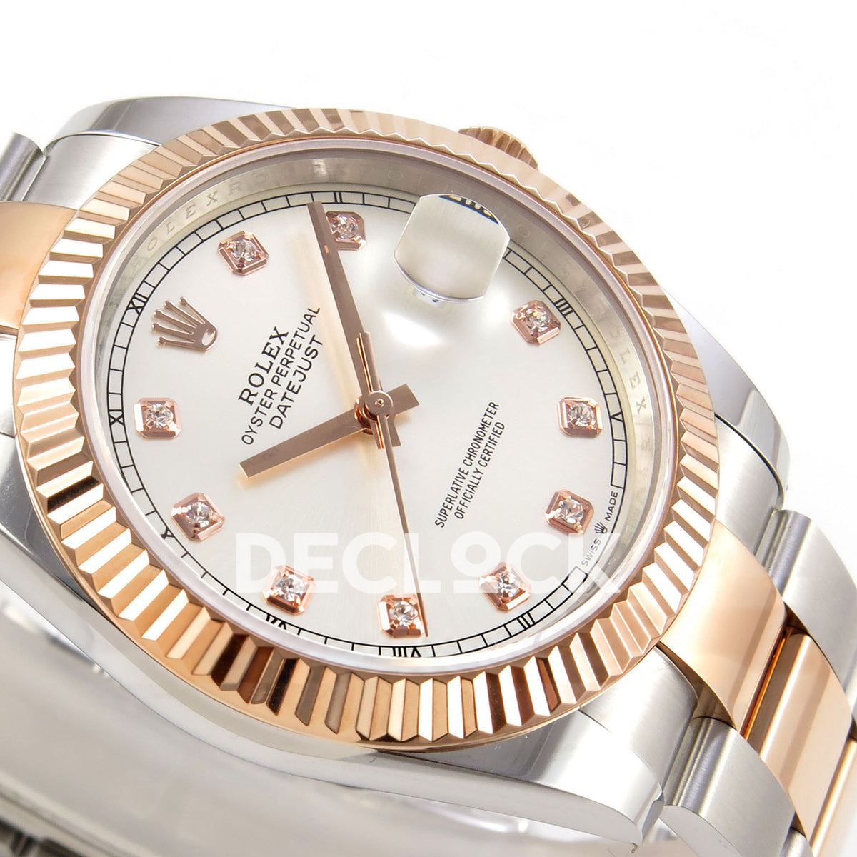 Rolex Datejust 41 126331 Silver Diamond Oyster QF JH3235 Free Sprung replica - dial side angle