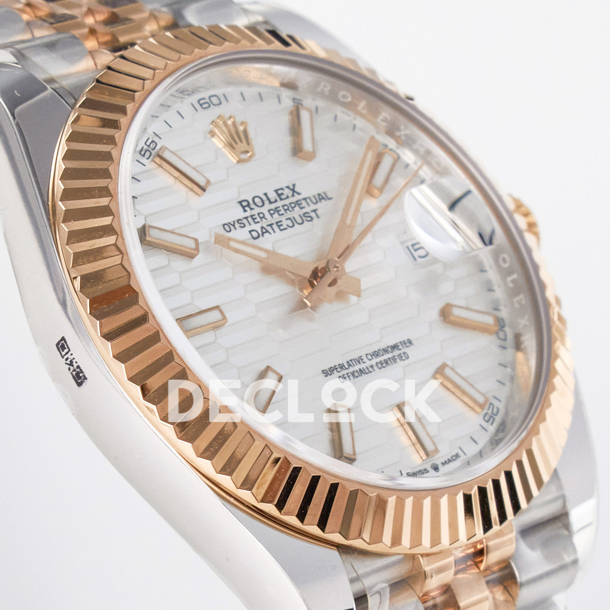 Rolex Datejust 41 126331 Silver Motif Rose Gold ARF Jubilee Gain Weight — Λοξή όψη καντράν
