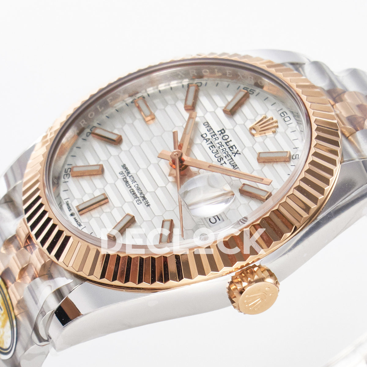Rolex Datejust 41 126331 Silver Motif Rose Gold ARF Jubilee Gain Weight — Καντράν και κορώνα