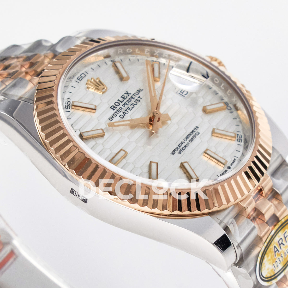 Rolex Datejust 41 126331 Silver Motif Rose Gold ARF Jubilee Gain Weight — Λοξή όψη στεφάνης