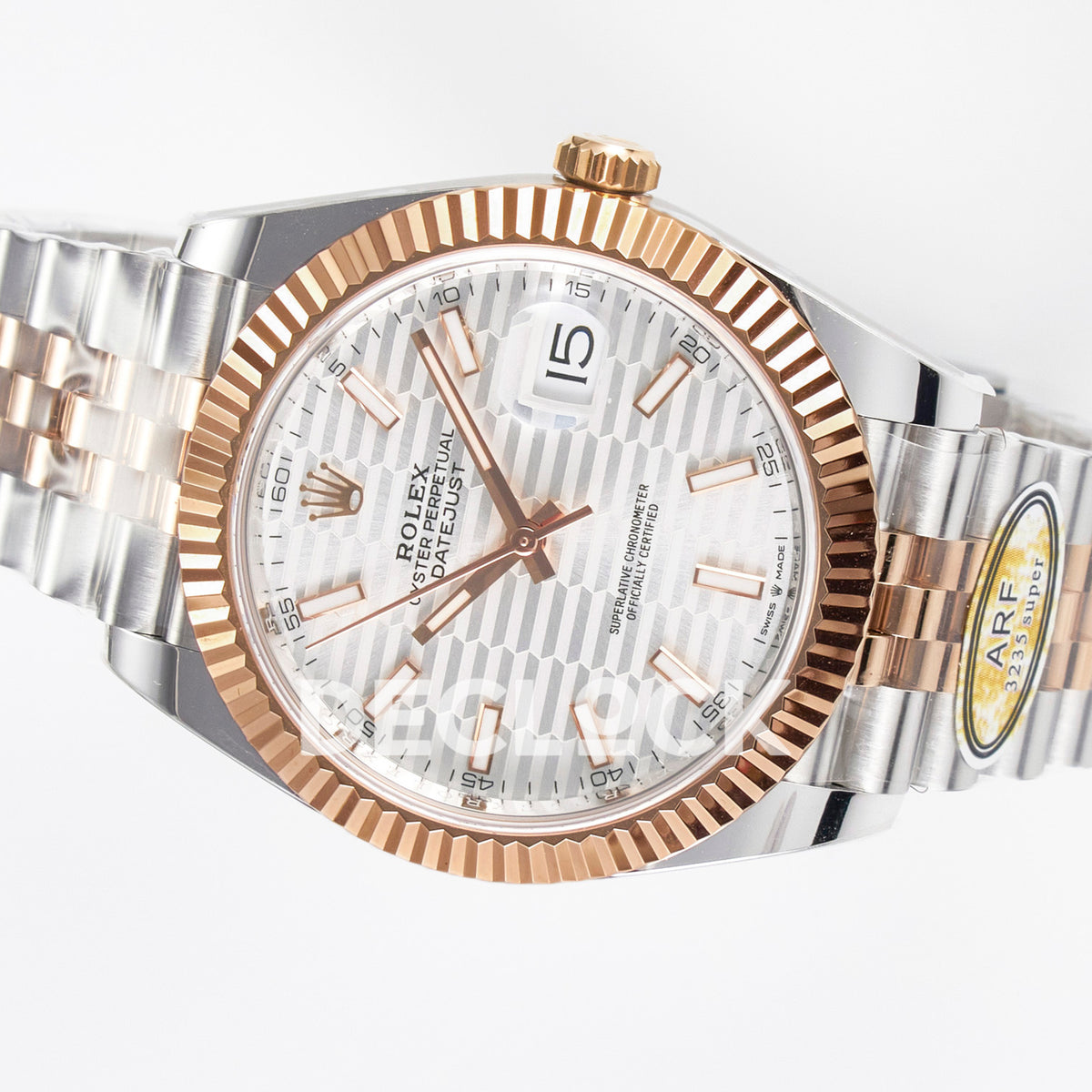 Rolex Datejust 41 126331 Silver Motif Rose Gold ARF Jubilee Gain Weight — Οριζόντια όψη καντράν