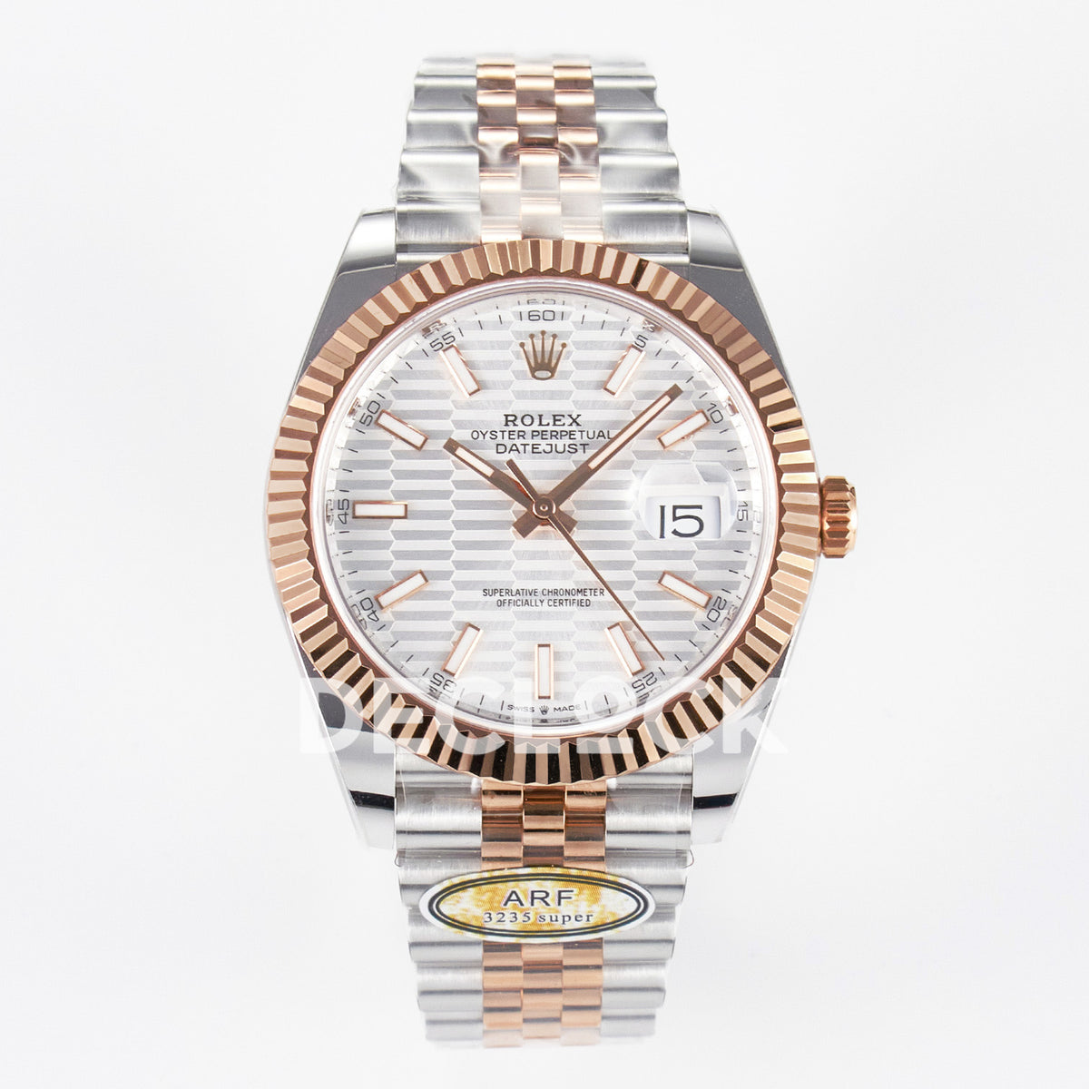 Rolex Datejust 41 126331 Silver Motif Rose Gold ARF Jubilee Gain Weight — Μπροστινή όψη