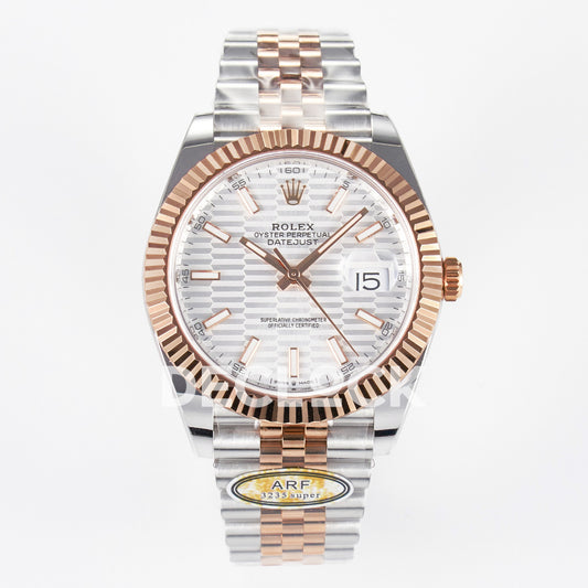 Rolex Datejust 41 126331 Silver Motif Rose Gold ARF Jubilee Gain Weight — Μπροστινή όψη