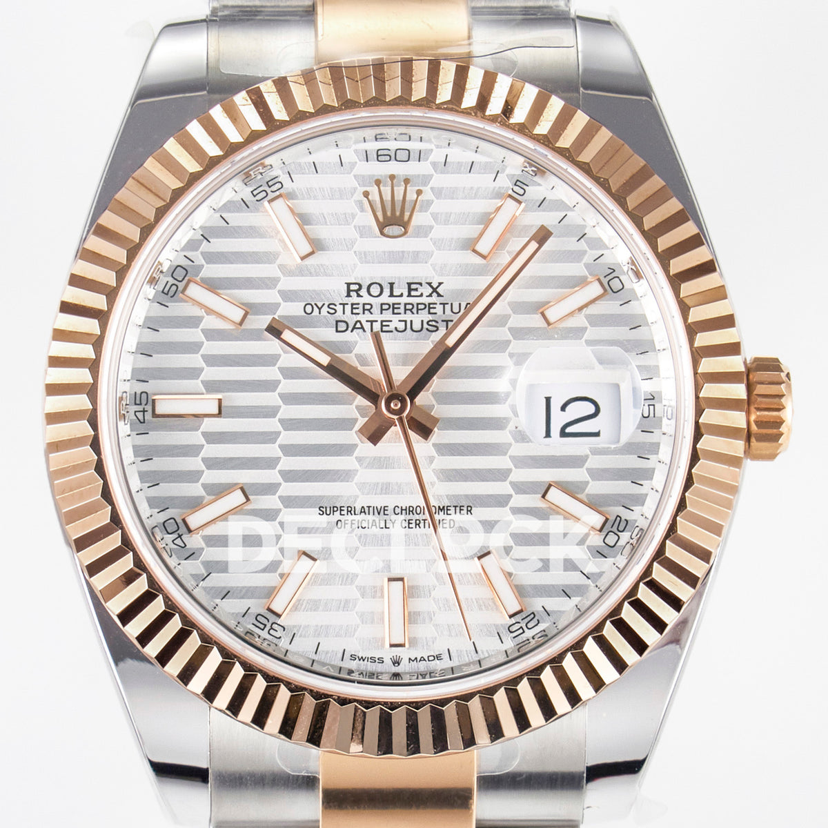 Rolex Datejust 41 126331 Silver Motif Rose Gold ARF Oyster Gain Weight — Κοντινή όψη καντράν