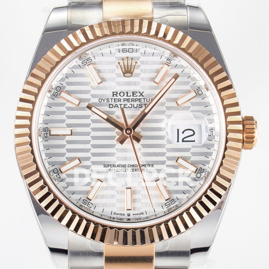 Rolex Datejust 41 126331 Silver Motif Rose Gold ARF Oyster Gain Weight — Κοντινή όψη καντράν
