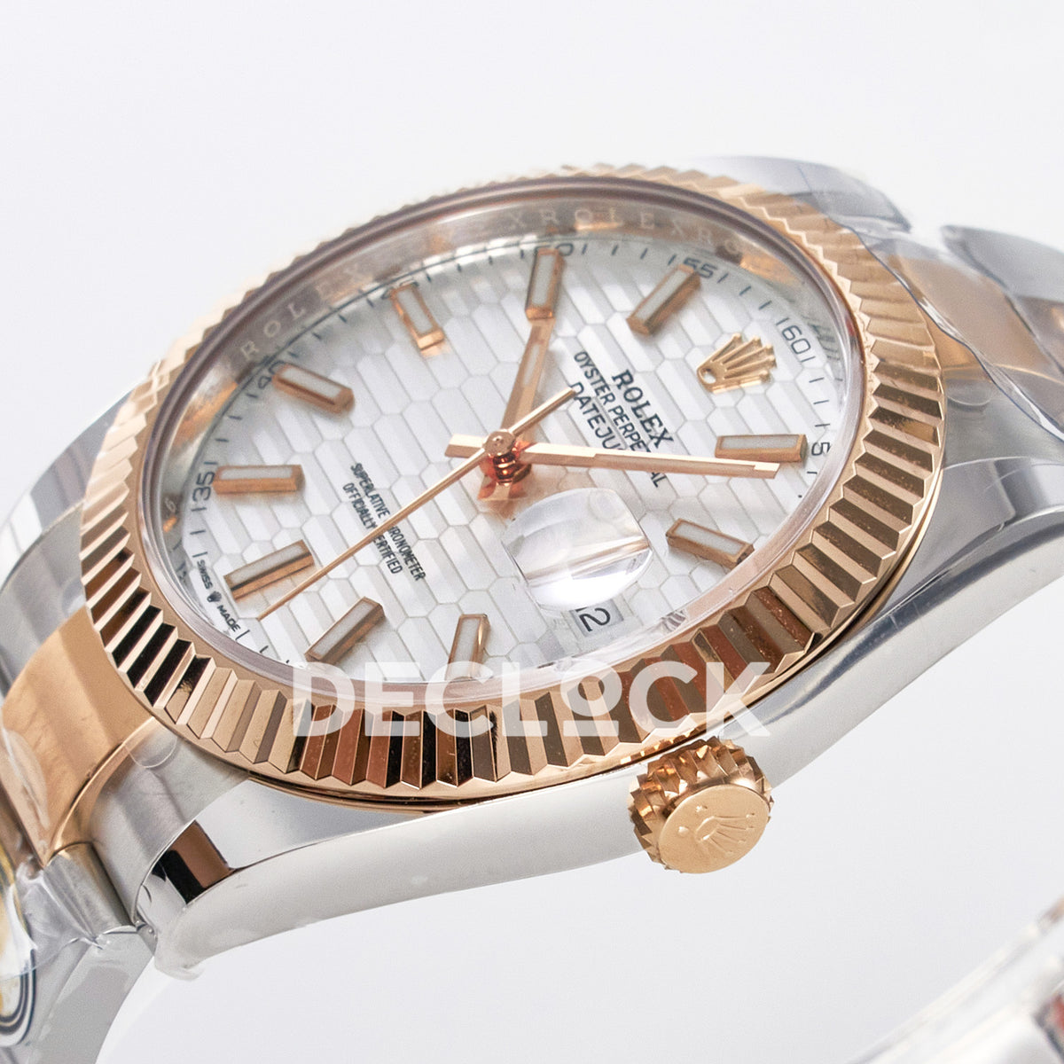 Rolex Datejust 41 126331 Silver Motif Rose Gold ARF Oyster Gain Weight — Καντράν και κορώνα