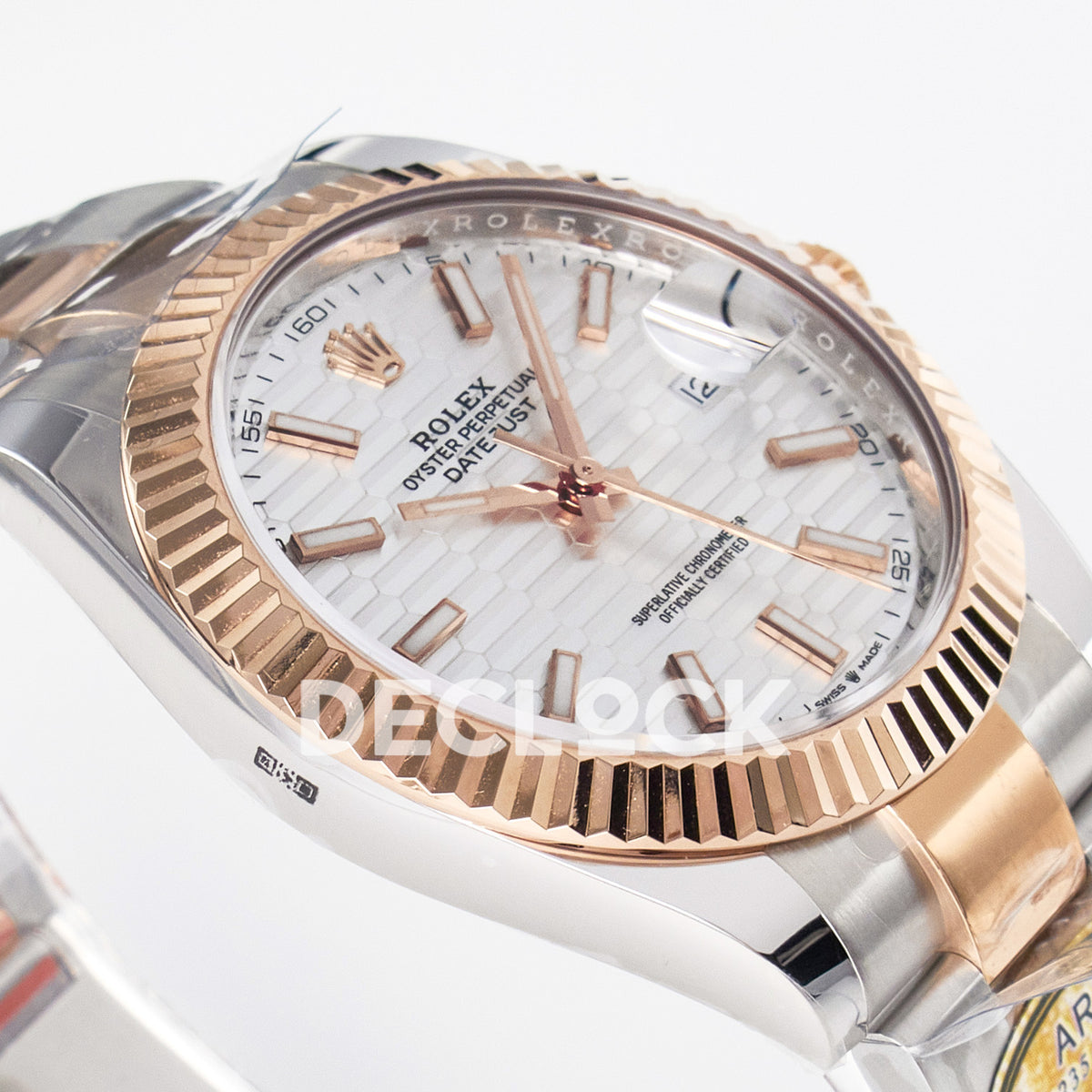 Rolex Datejust 41 126331 Silver Motif Rose Gold ARF Oyster Gain Weight — Λοξή όψη στεφάνης