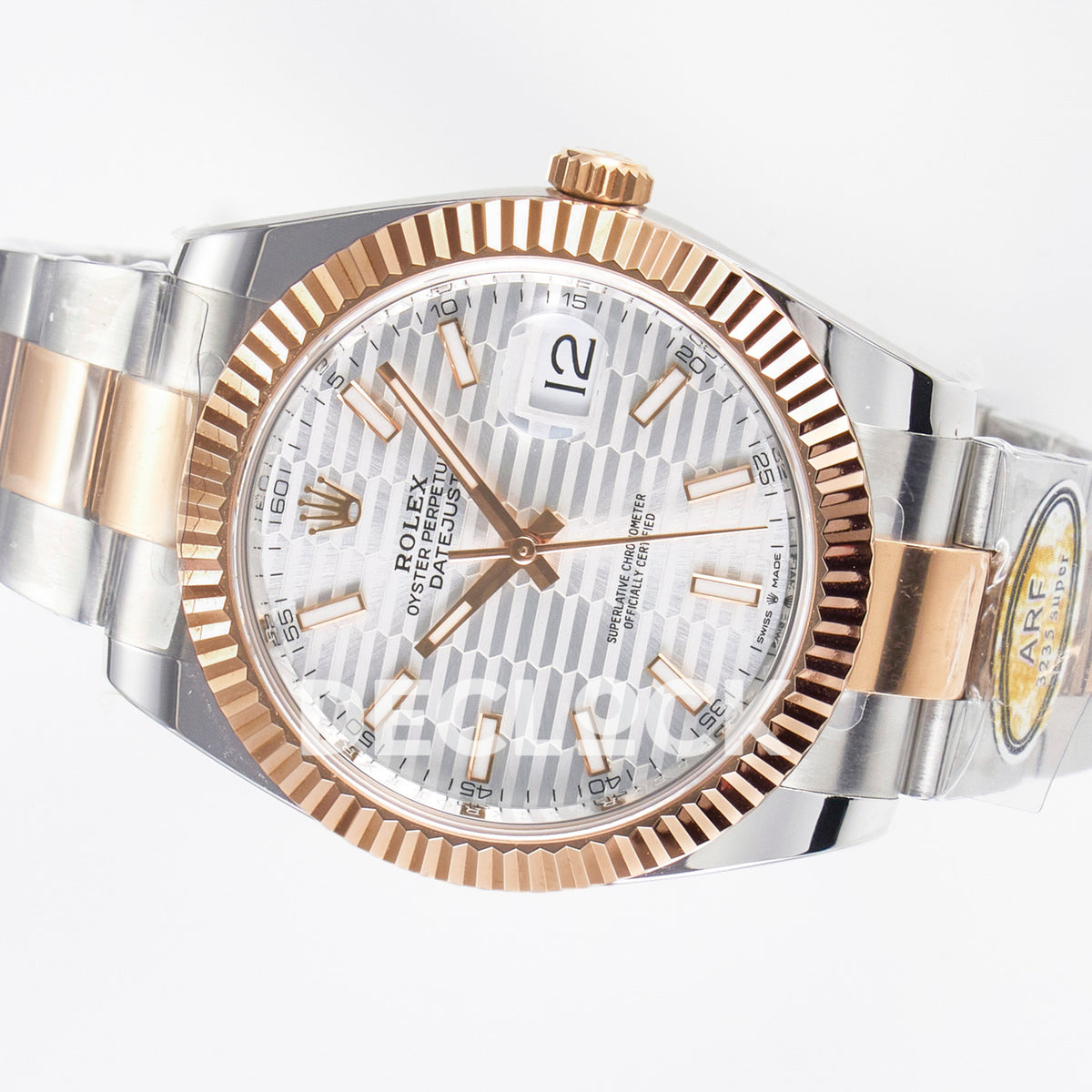 Rolex Datejust 41 126331 Silver Motif Rose Gold ARF Oyster Gain Weight — Οριζόντια όψη καντράν