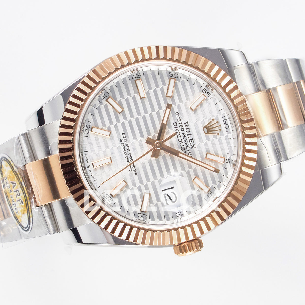 Rolex Datejust 41 126331 Silver Motif Rose Gold ARF Oyster Gain Weight — Ολόκληρο ρολόι με μπρασελέ