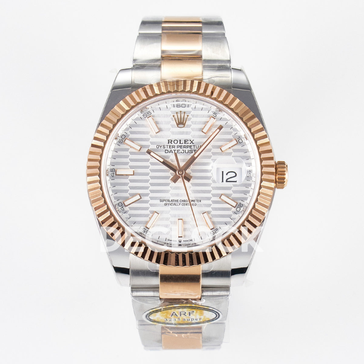 Rolex Datejust 41 126331 Silver Motif Rose Gold ARF Oyster Gain Weight — Μπροστινή όψη