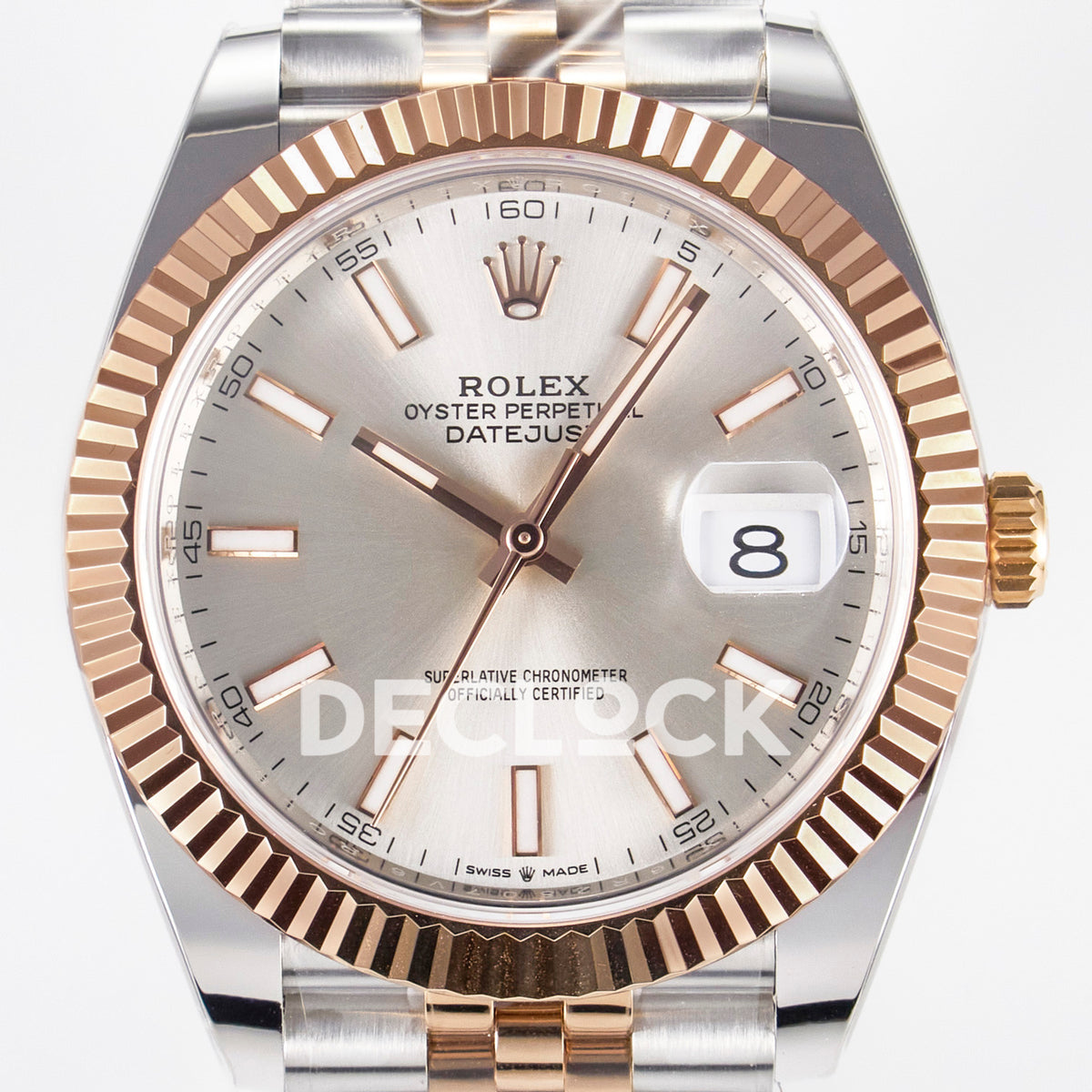 Rolex Datejust 41 126331 Silver Rose Gold ARF Jubilee Gain Weight — Κοντινή όψη καντράν