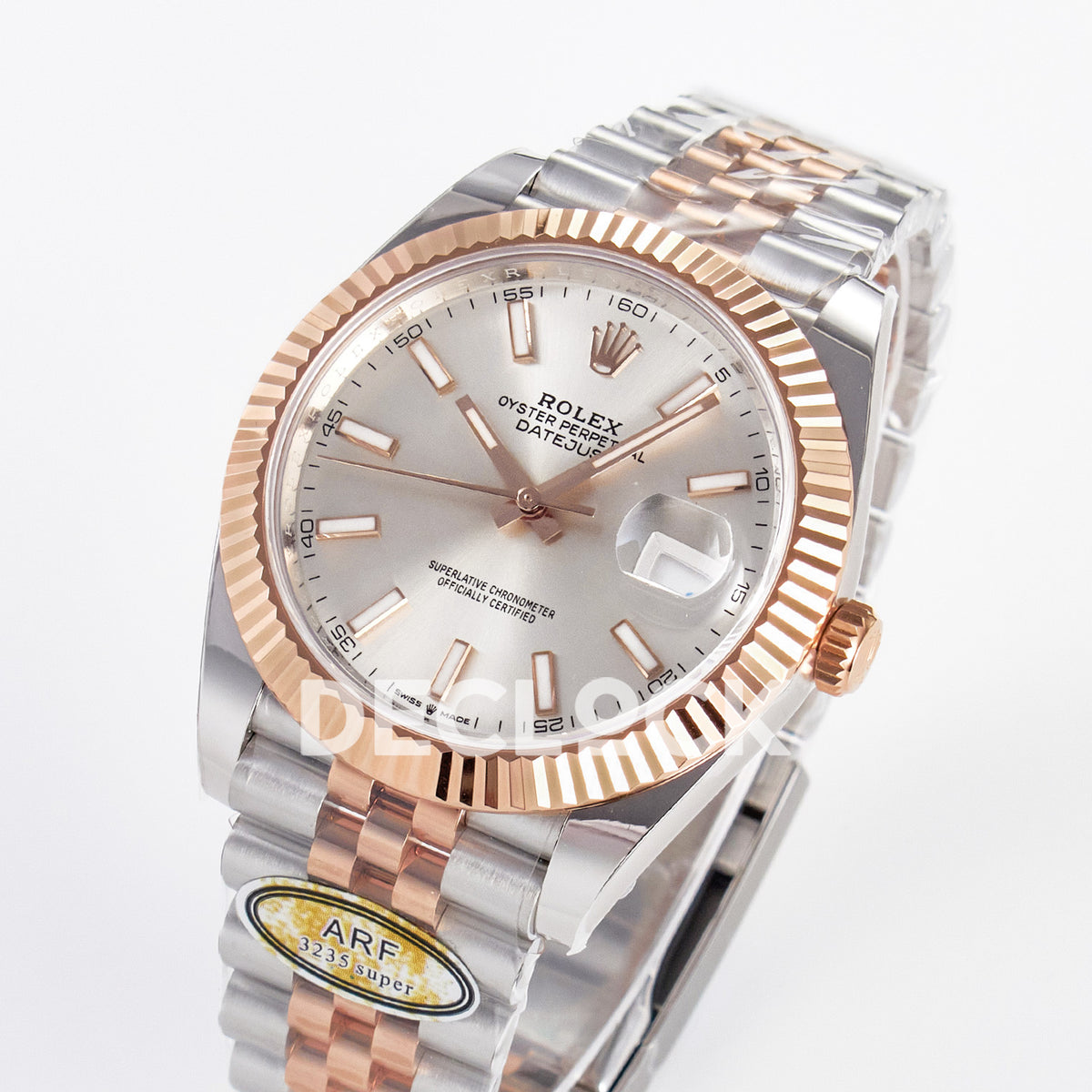 Rolex Datejust 41 126331 Silver Rose Gold ARF Jubilee Gain Weight — Ολόκληρο ρολόι σε γωνία