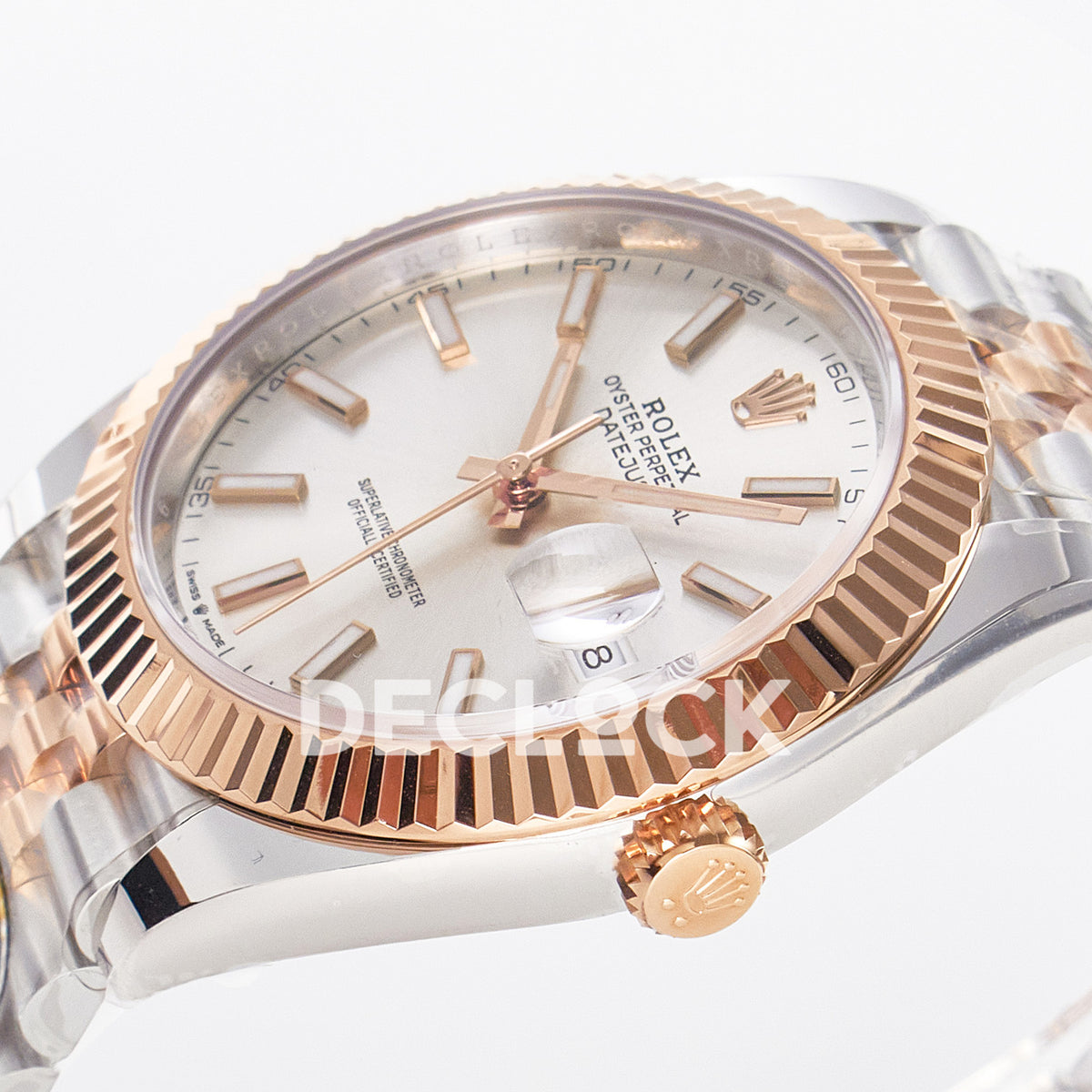 Rolex Datejust 41 126331 Silver Rose Gold ARF Jubilee Gain Weight — Καντράν και κορώνα
