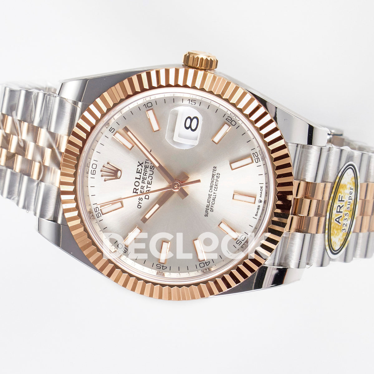 Rolex Datejust 41 126331 Silver Rose Gold ARF Jubilee Gain Weight — Οριζόντια όψη καντράν