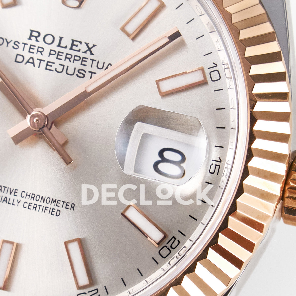 Rolex Datejust 41 126331 Silver Rose Gold ARF Jubilee Gain Weight — Λεπτομέρεια καντράν και κορώνας