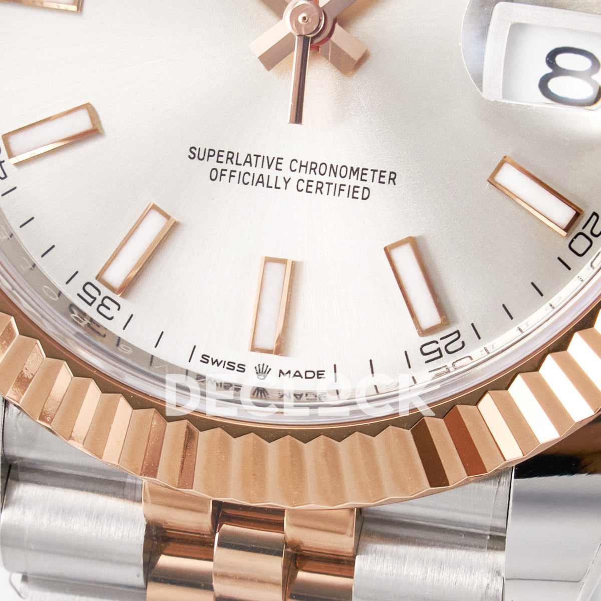 Rolex Datejust 41 126331 Silver Rose Gold ARF Jubilee Gain Weight — Κάτω στεφάνη και δείκτες