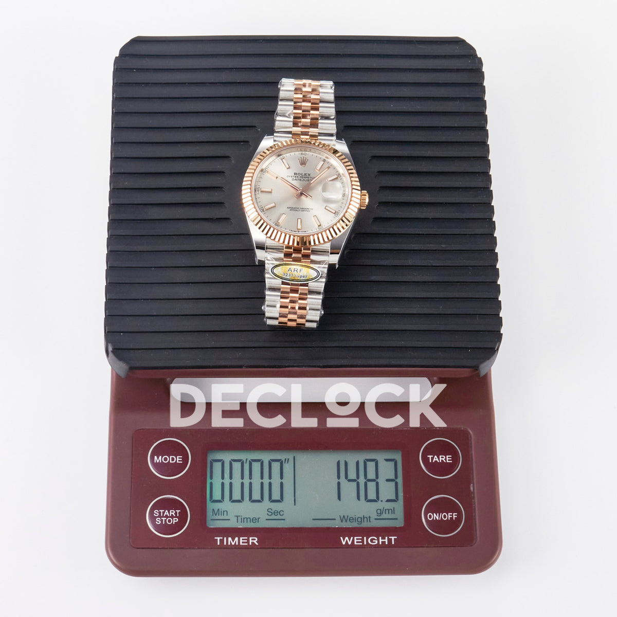 Rolex Datejust 41 126331 Silver Rose Gold ARF Jubilee Gain Weight — Ένδειξη βάρους στη ζυγαριά