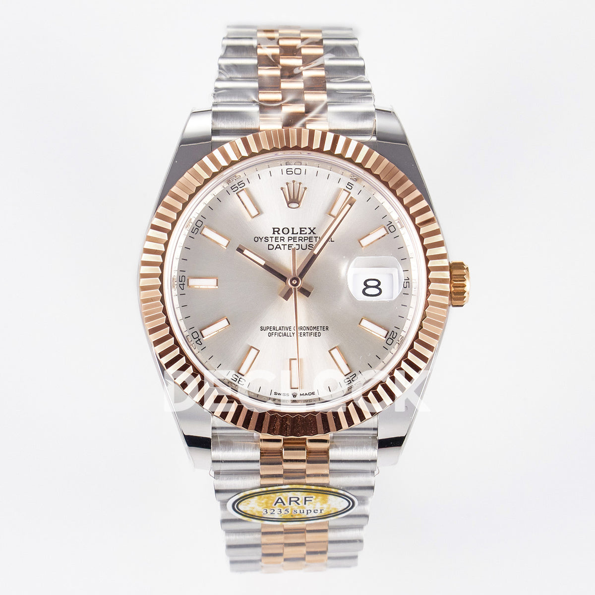 Rolex Datejust 41 126331 Silver Rose Gold ARF Jubilee Gain Weight — Μπροστινή όψη