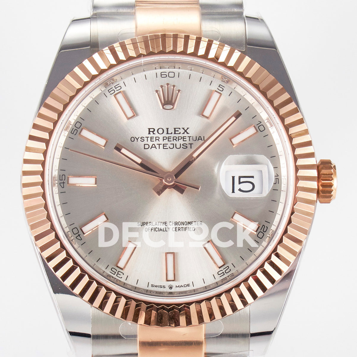 Rolex Datejust 41 126331 Silver Rose Gold ARF Oyster Gain Weight — Κοντινή όψη καντράν
