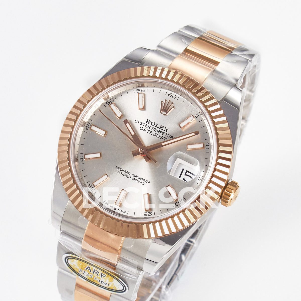 Rolex Datejust 41 126331 Silver Rose Gold ARF Oyster Gain Weight — Ολόκληρο ρολόι σε γωνία