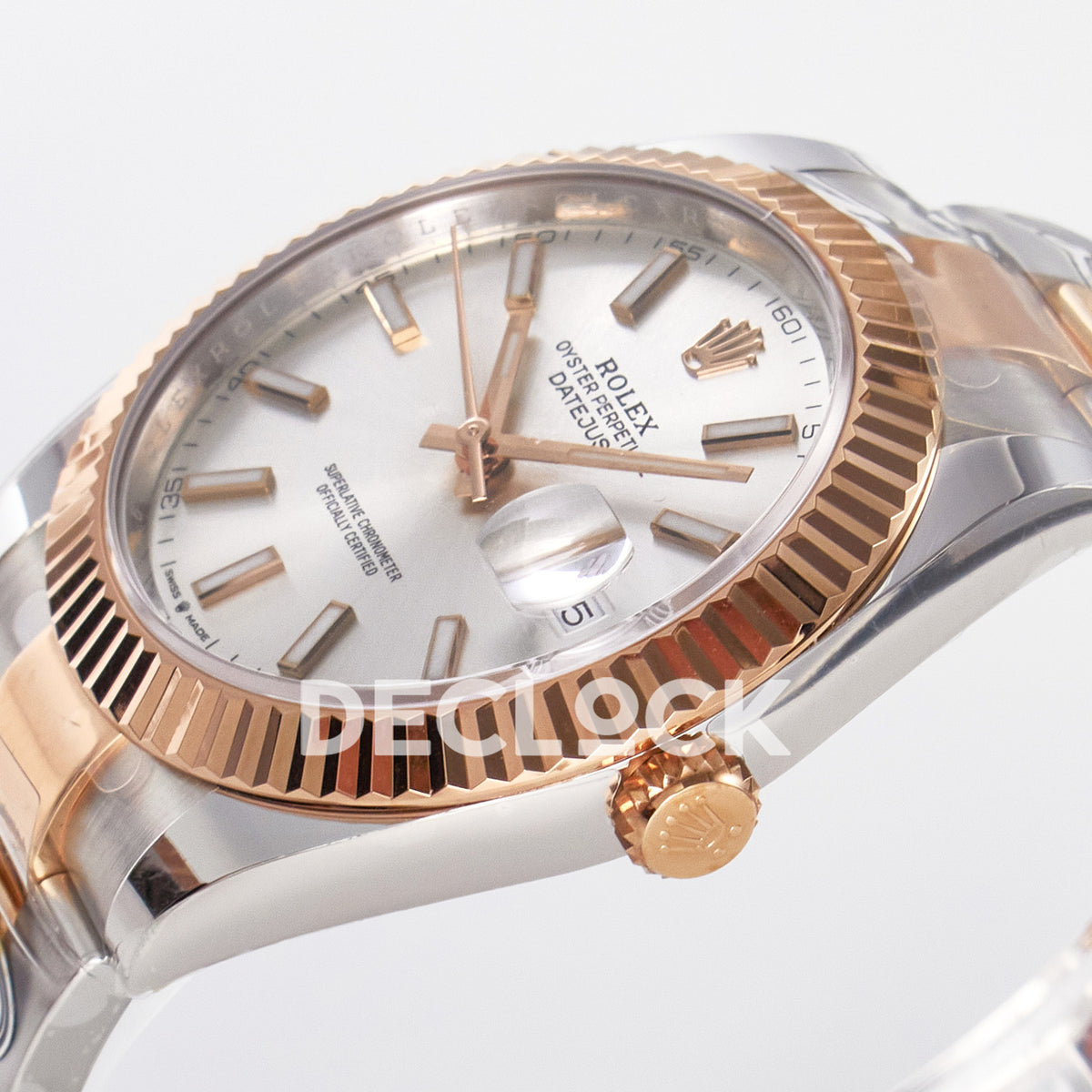 Rolex Datejust 41 126331 Silver Rose Gold ARF Oyster Gain Weight — Καντράν και κορώνα