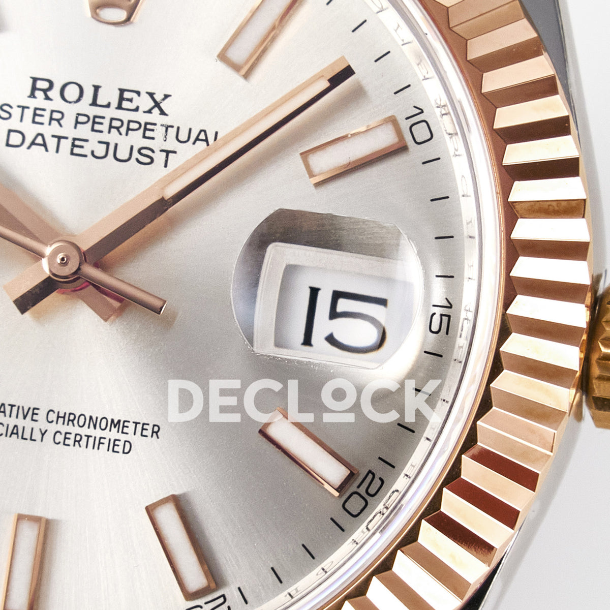 Rolex Datejust 41 126331 Silver Rose Gold ARF Oyster Gain Weight — Λεπτομέρεια καντράν και κορώνας