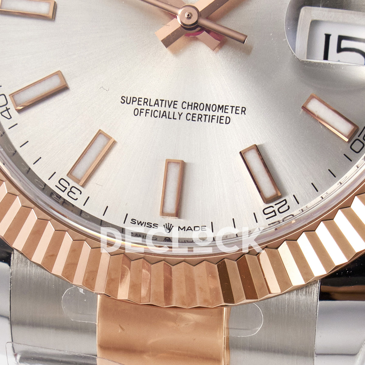 Rolex Datejust 41 126331 Silver Rose Gold ARF Oyster Gain Weight — Κάτω στεφάνη και δείκτες