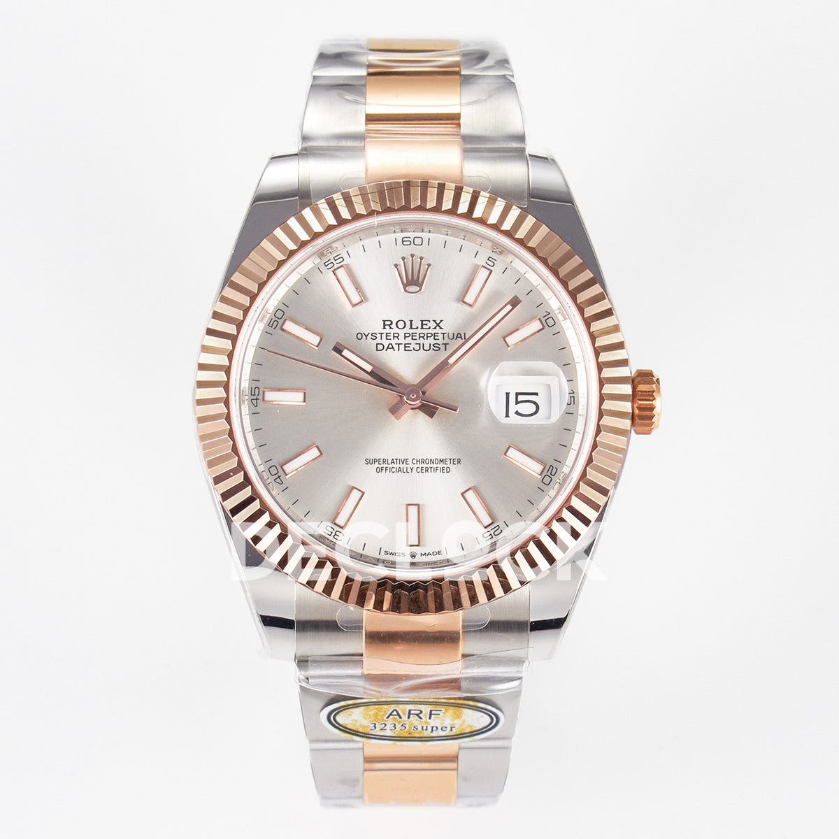 Rolex Datejust 41 126331 Silver Rose Gold ARF Oyster Gain Weight — Μπροστινή όψη