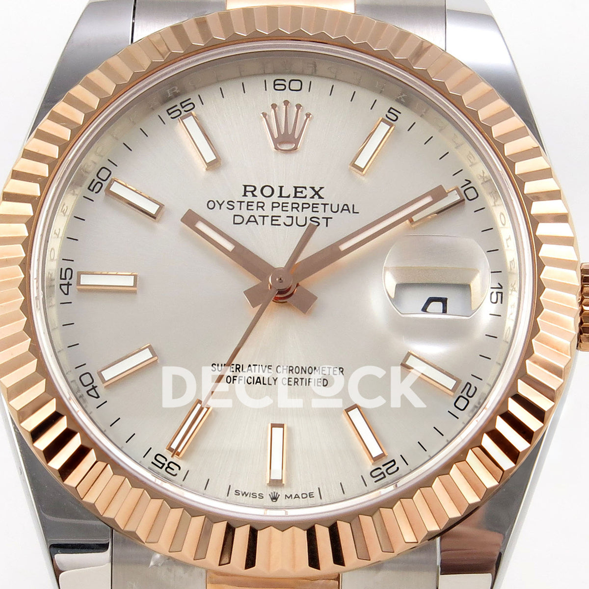 Rolex Datejust 41 126331 Silver Stick Oyster QF JH3235 Free Sprung replica - dial closeup