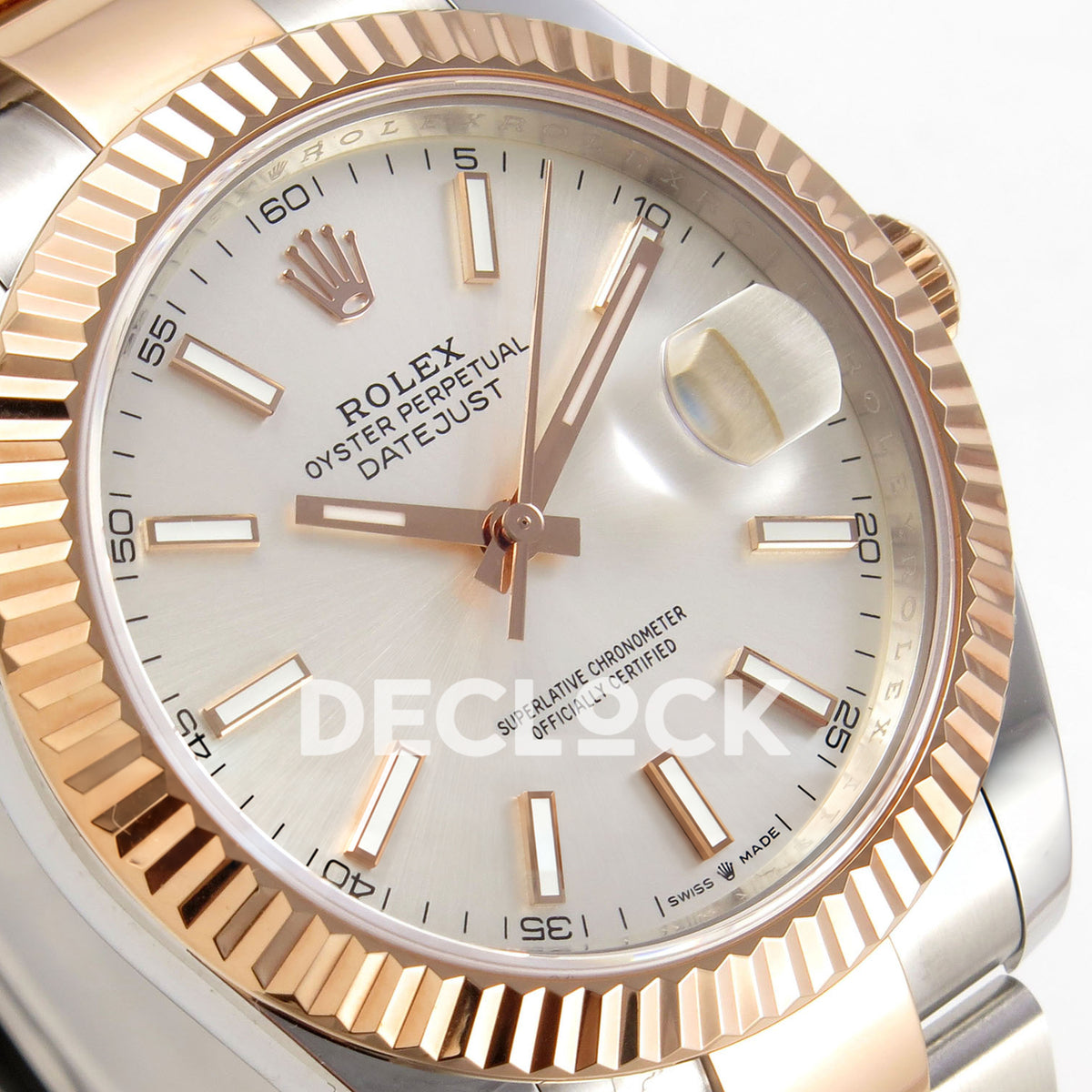 Rolex Datejust 41 126331 Silver Stick Oyster QF JH3235 Free Sprung replica - dial angle left