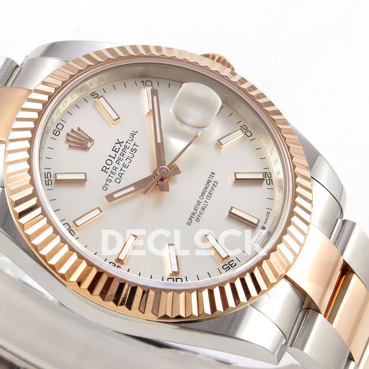 Rolex Datejust 41 126331 Silver Stick Oyster QF JH3235 Free Sprung replica - dial side angle