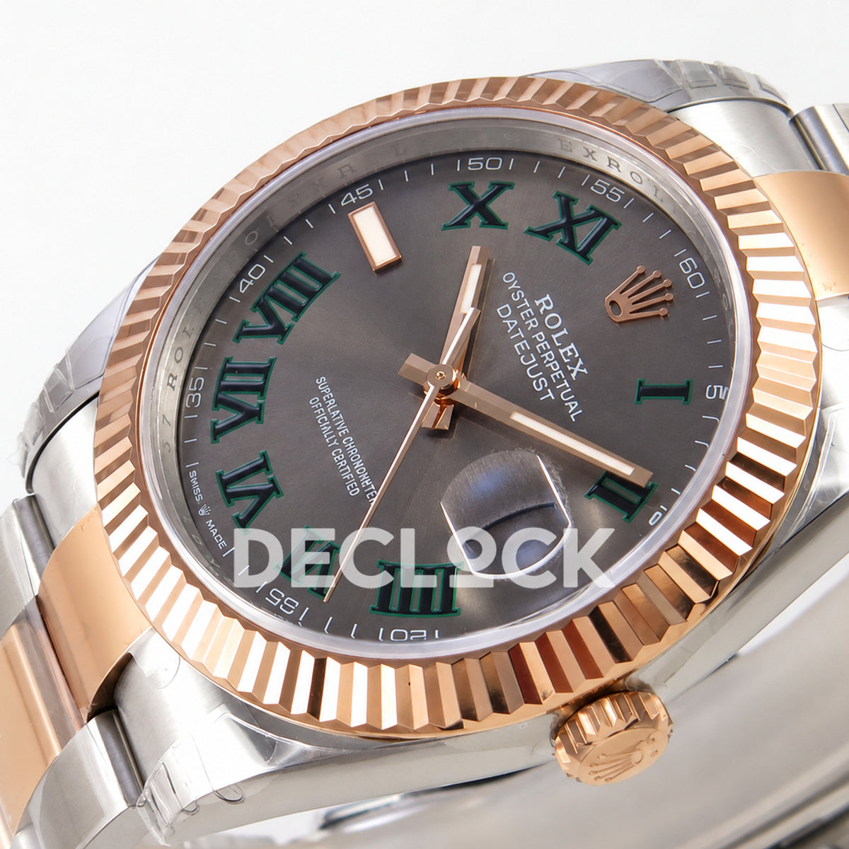 Rolex Datejust 41 126331 VSF Wimbledon Oyster VS3235 V2s — crown dial angle