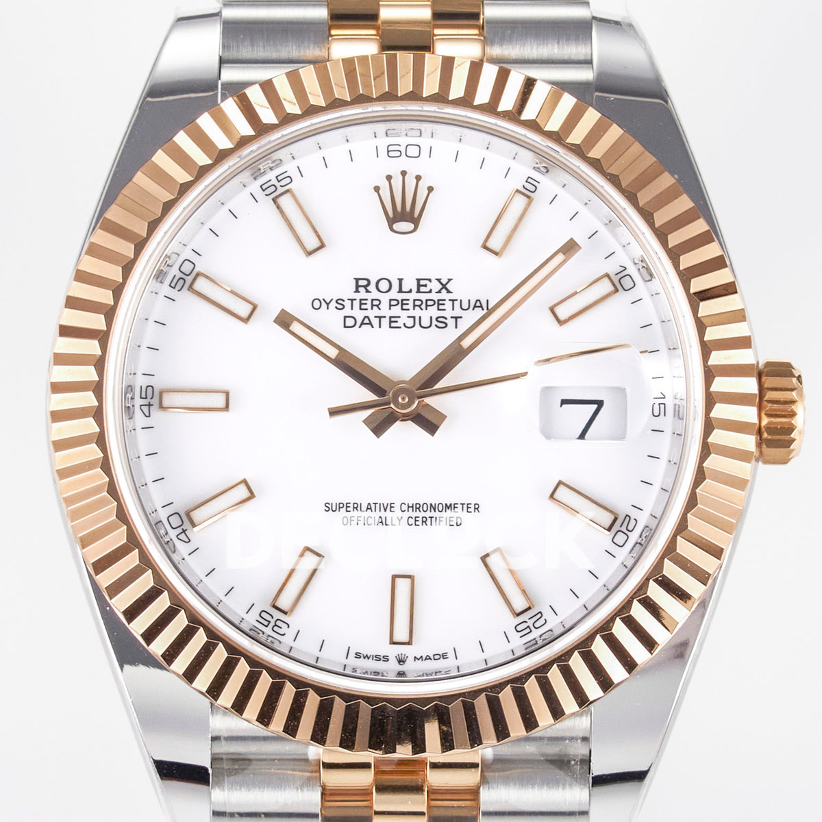 Rolex Datejust 41 126331 White Rose Gold ARF Jubilee Gain Weight — Κοντινή όψη καντράν
