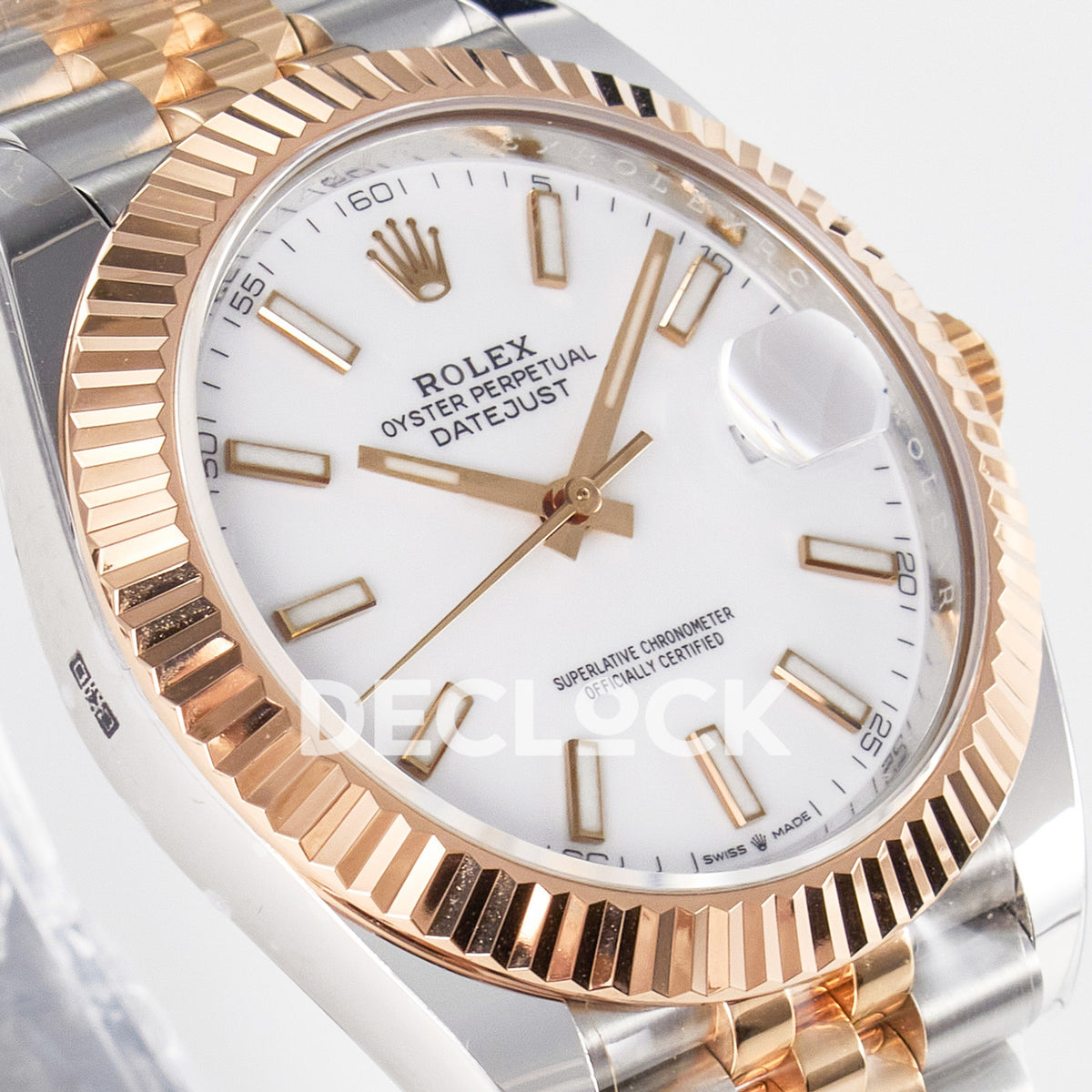 Rolex Datejust 41 126331 White Rose Gold ARF Jubilee Gain Weight — Λοξή όψη καντράν
