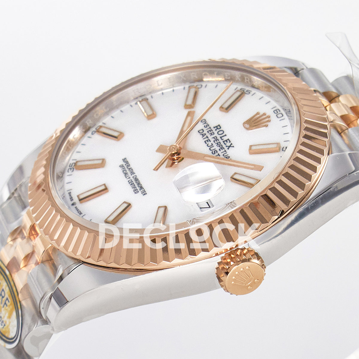 Rolex Datejust 41 126331 White Rose Gold ARF Jubilee Gain Weight — Καντράν και κορώνα
