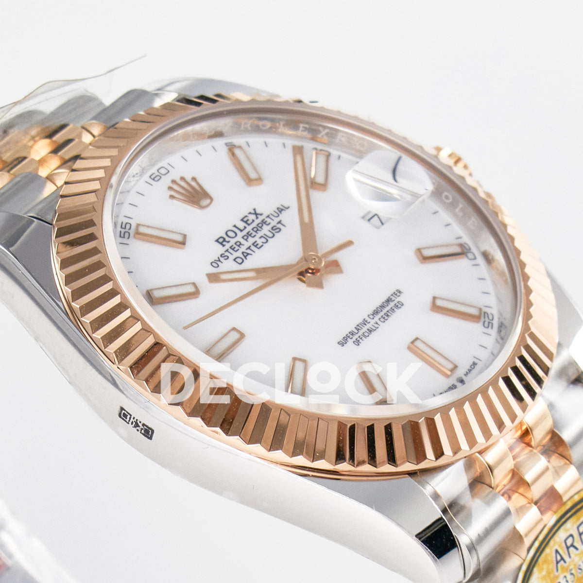 Rolex Datejust 41 126331 White Rose Gold ARF Jubilee Gain Weight — Λοξή όψη στεφάνης