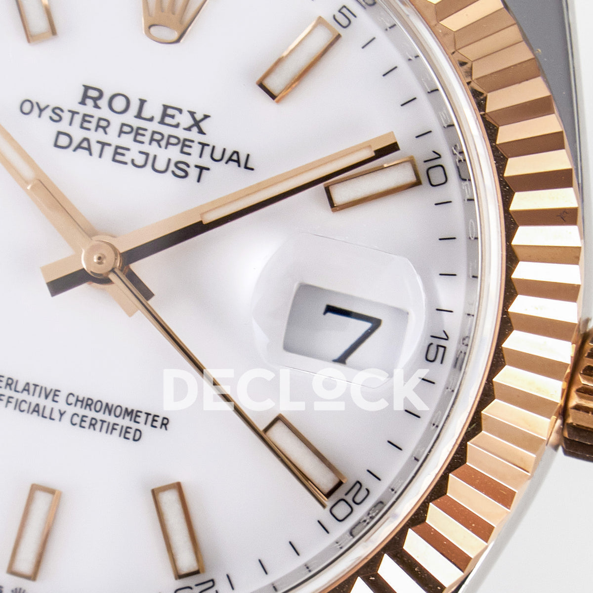 Rolex Datejust 41 126331 White Rose Gold ARF Jubilee Gain Weight — Λεπτομέρεια καντράν και κορώνας
