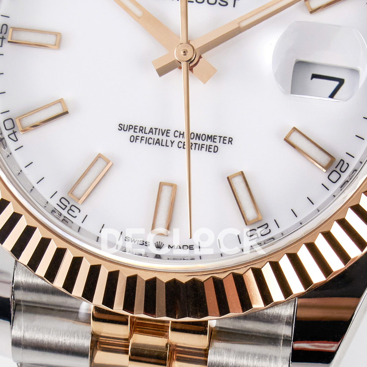 Rolex Datejust 41 126331 White Rose Gold ARF Jubilee Gain Weight — Κάτω στεφάνη και δείκτες