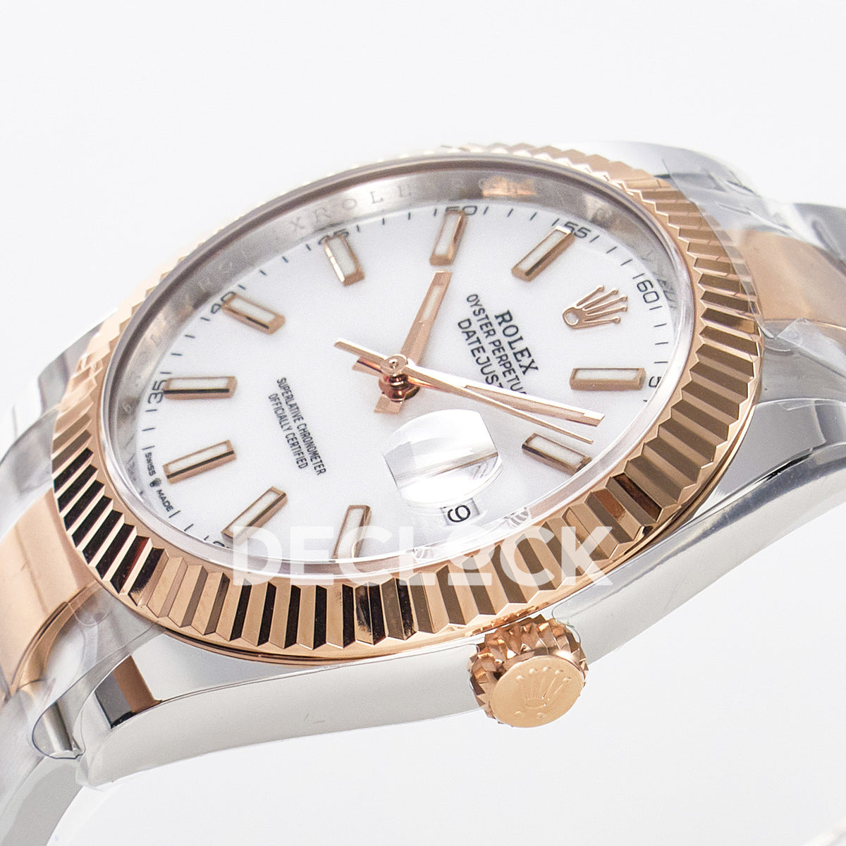 Rolex Datejust 41 126331 White Rose Gold ARF Oyster Gain Weight — Καντράν και κορώνα