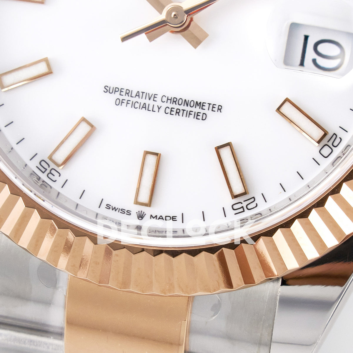 Rolex Datejust 41 126331 White Rose Gold ARF Oyster Gain Weight — Κάτω στεφάνη και δείκτες