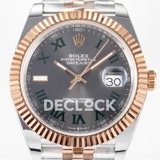 Rolex Datejust 41 126331 Wimbledon Rose Gold ARF Jubilee Gain Weight — Κοντινή όψη καντράν