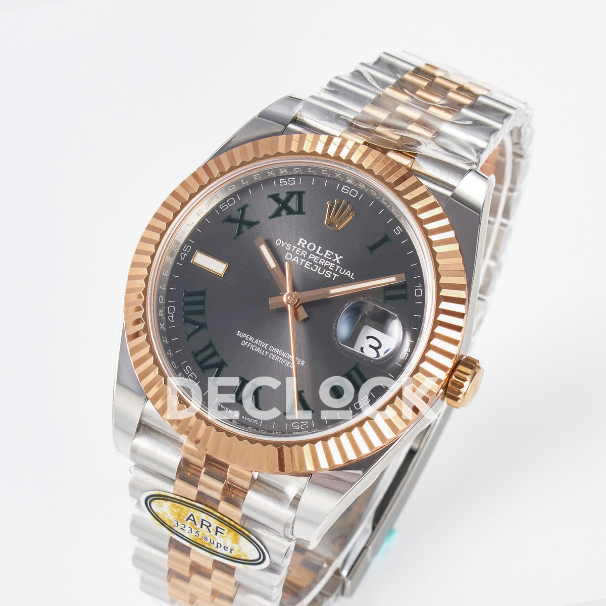 Rolex Datejust 41 126331 Wimbledon Rose Gold ARF Jubilee Gain Weight — Ολόκληρο ρολόι σε γωνία