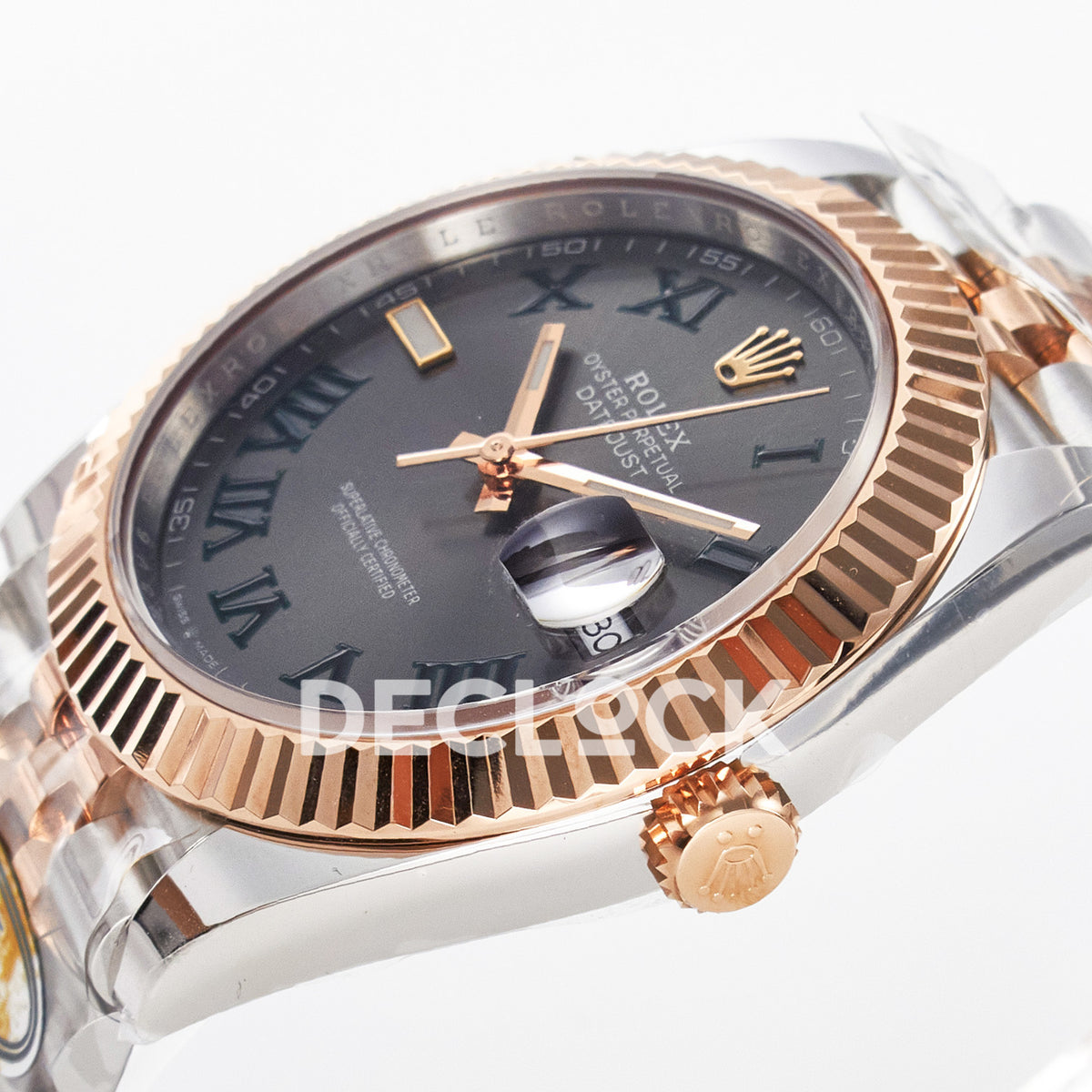 Rolex Datejust 41 126331 Wimbledon Rose Gold ARF Jubilee Gain Weight — Καντράν και κορώνα