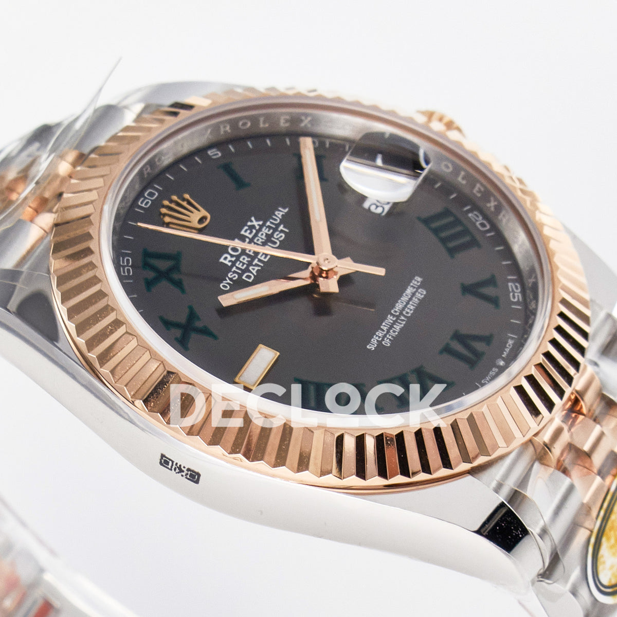 Rolex Datejust 41 126331 Wimbledon Rose Gold ARF Jubilee Gain Weight — Λοξή όψη στεφάνης