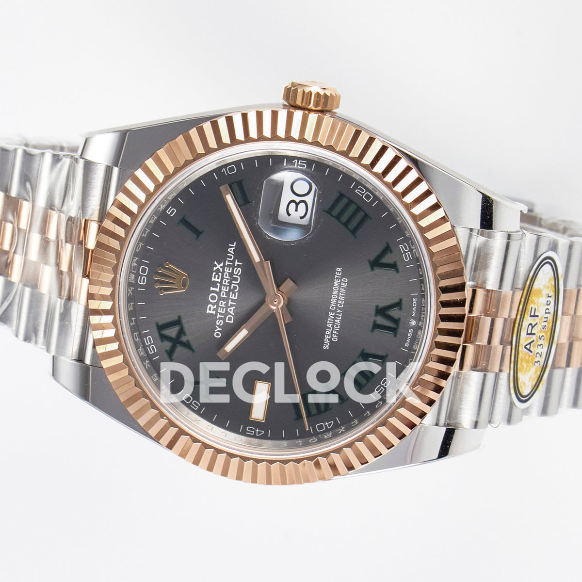 Rolex Datejust 41 126331 Wimbledon Rose Gold ARF Jubilee Gain Weight — Οριζόντια όψη καντράν
